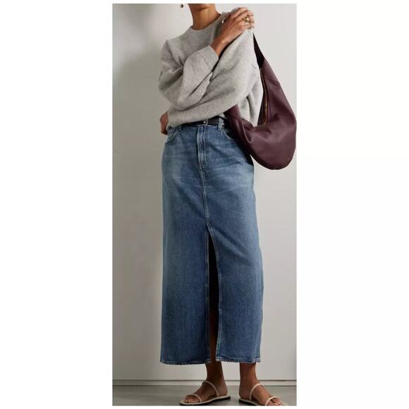 AGOLDE Leif Skirt Mid-rise denim Maxi Skirt Women 26 Relaxed Fit Casual Wardrobe - Picture 1 of 13